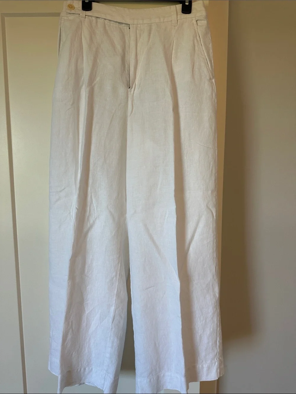 Madewell Harlow White Wide-Leg Linen pant